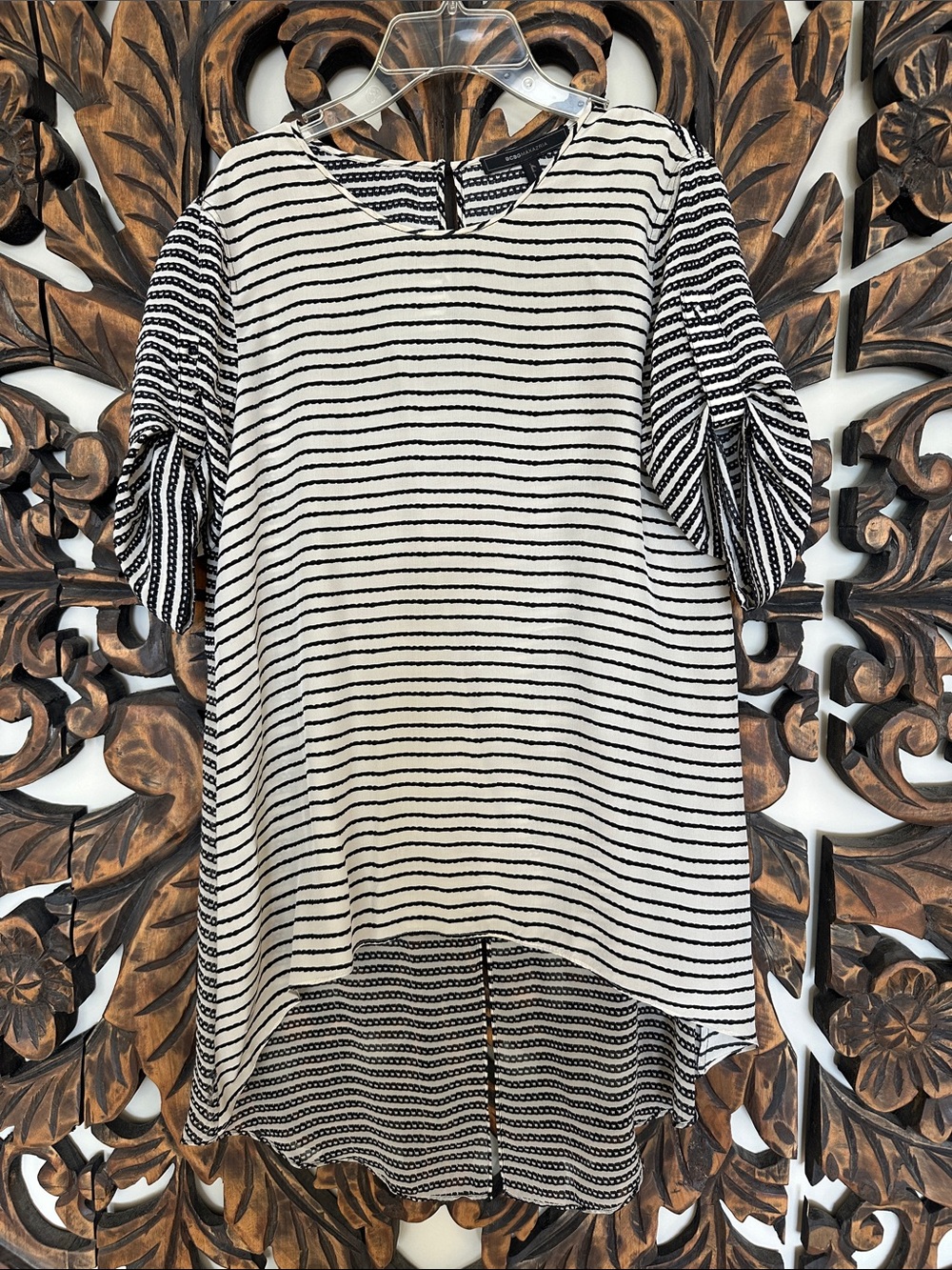 BCBGMaxAzria Black and White Striped Tunic - Size S